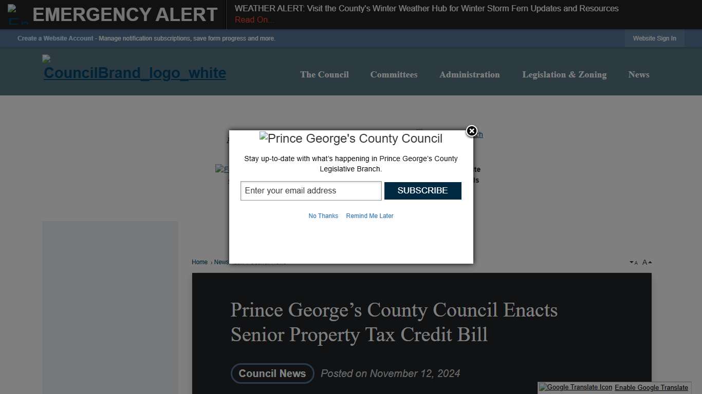 Prince George’s County Council Enacts Senior Property Tax Credit Bill • Prince George's County Legislative Branch, MD