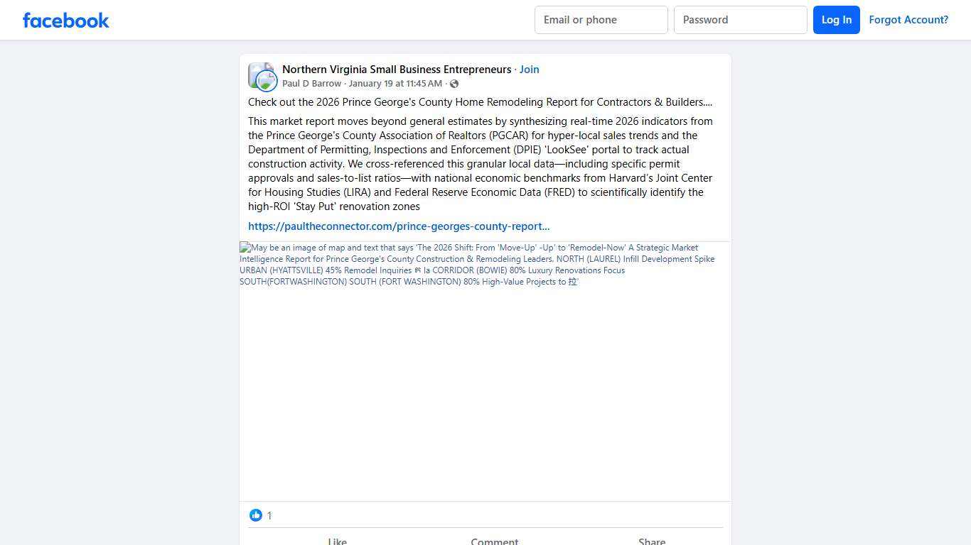 Northern Virginia Small Business Entrepreneurs Check out the 2026 Prince George's County Home Remodeling Report for Contractors & Builders... Facebook